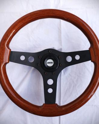 Volante sportivo vintage in legno O.B.A. 3 razze