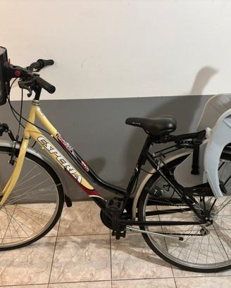 Bicicletta con seggiolino e cestino