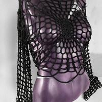 web spider top black long sleeve crop top Killstar