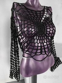 web spider top black long sleeve crop top Killstar