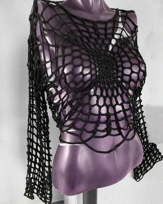 web spider top black long sleeve crop top Killstar