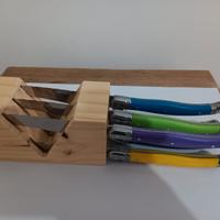 Set 6 coltelli bistecca in stile Laguiole + ceppo