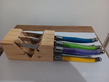 Set 6 coltelli bistecca in stile Laguiole + ceppo