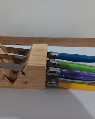 Set 6 coltelli bistecca in stile Laguiole + ceppo