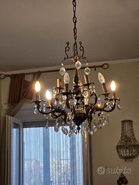 Lampadario Classico  in Ottone e Cristallo