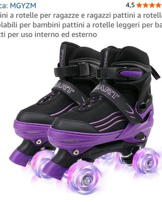 Pattini a 4 rotelle da bambina taglia 28-32 viola