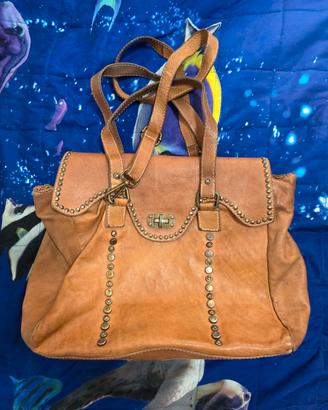 Borsa postina grande rosa salmone  in vera pelle