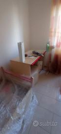 Libreria, letto singolo con cassetti e scrivania