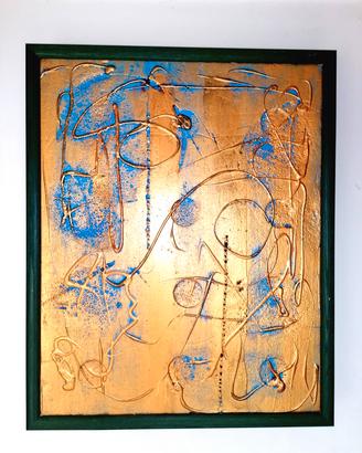 QUADRO ORO ASTRATTO con Cornice dipinto a mano 
