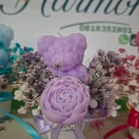 candela orsetto in viola rosa o azzurra