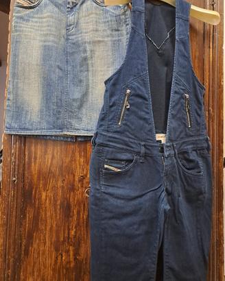 Salopette e gonna jeans 