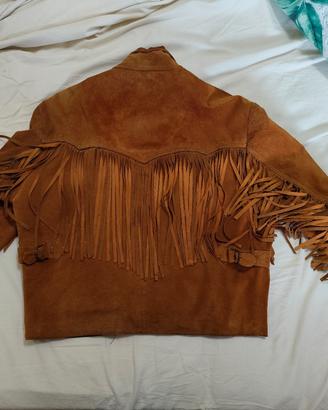 Giubbino pelle scamosciata con frange 