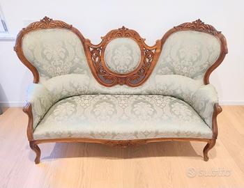 divano luigi filippo in noce e tessuto damasco 800