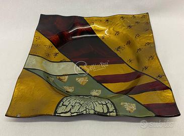 Piatto vassoio centrotavola in vetro 25x25x3 cm