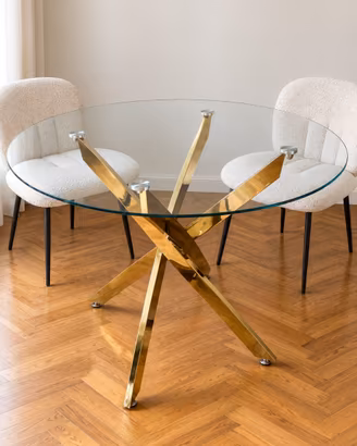 Tavolo da pranzo rotondo in vetro temperato