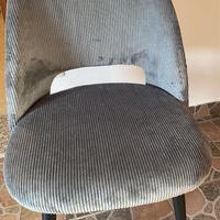 Set 6 sedie in velluto grigio a costine