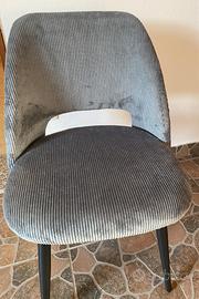 Set 6 sedie in velluto grigio a costine