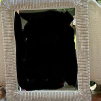 Specchio rattan vintage bianco