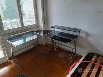 scrivania metallo vetro