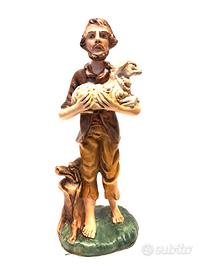 Statua Pastore Agnello Presepe Cartapesta 35 cm