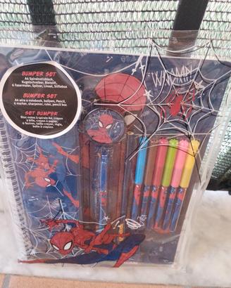 set 12 pezzi cancelleria spiderman 