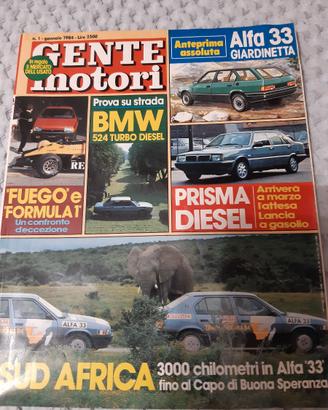 GENTE MOTORI Gennaio 1984 Bmw 524 TD Alfa33 Africa