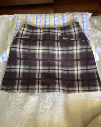 Gonna a quadri misto lana