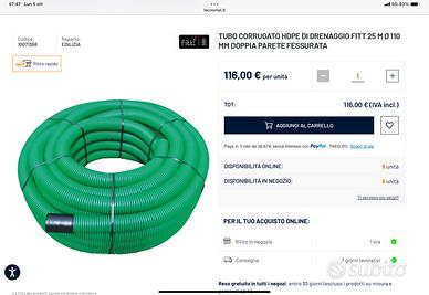 Tubo corrugato drenante french drain 25 metri + 20