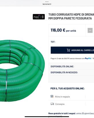 Tubo corrugato drenante french drain 25 metri + 20