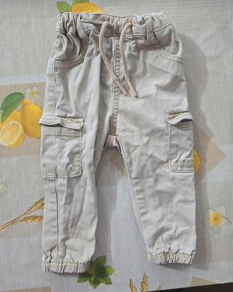 Pantalone Bimbo 6/9 Mesi Cotone Beige 