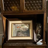 Credenza libreria legno vintage 3 pezzi.