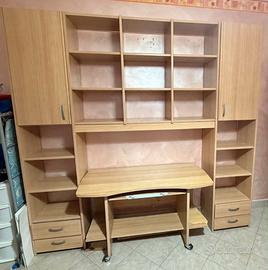 Libreria con scrivania a ponte
