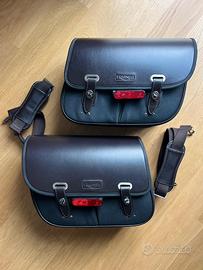 Triumph waxed cotton luggage in cuoio con tracolla