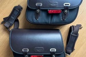 Triumph waxed cotton luggage in cuoio con tracolla