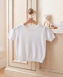 Maglioncino neonata bianco cotone primi mesi