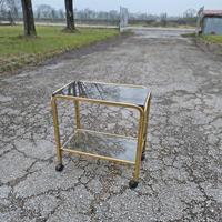 Carrello con ruote vetri fumé vintage 
