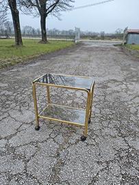 Carrello con ruote vetri fumé vintage 