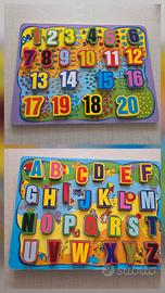 puzzle 3d lettere e numeri in legno 