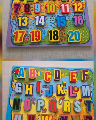 puzzle 3d lettere e numeri in legno 