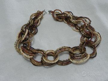 COLLANA AD ANELLI CON GRANI ANTICHI