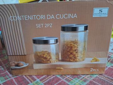 2 barattoli  in vetro con coperchio in alluminio 