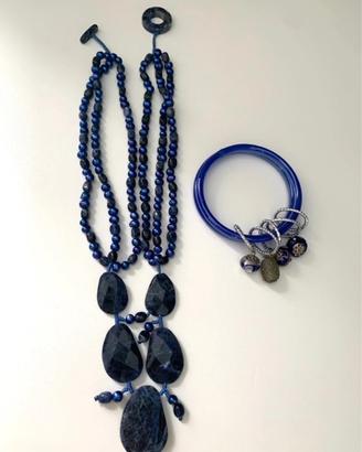 Set collana e bracciale blu