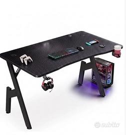 Scrivania gaming tavola nera carbon misura 80cm