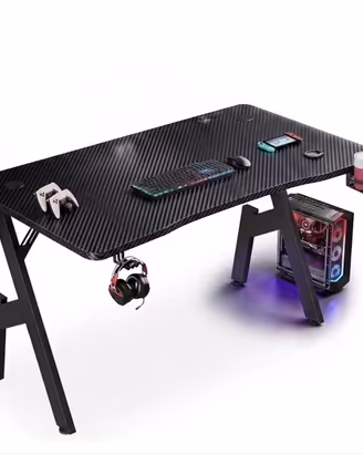Scrivania gaming tavola nera carbon misura 80cm