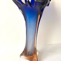 Vaso vintage vetro blu e ambra