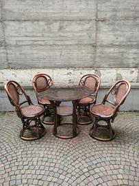 Tavolo e 4 sedie Bamboo design vintage
