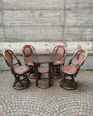Tavolo e 4 sedie Bamboo design vintage