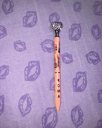 Penna souvenir roma brillantini rosa cuore