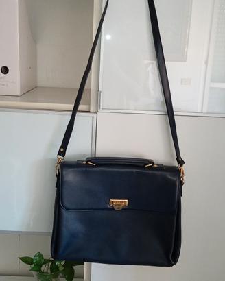 Borsa a cartella 3 scomparti blu scuro 