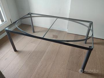 Tavolino in vetro e acciaio